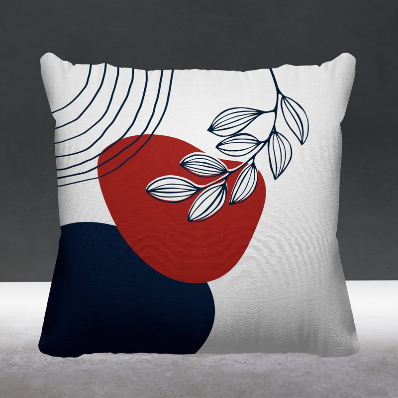 Coussin intérieur / extérieur Lupita, L 17 po x H 17 po, Rouge / bleu marine