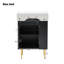 Meuble-lavabo noir 21,6 po, armoire combinée, meuble de rangement pour salle de bain, lavabo simple en céramique, rangement à gauche-116234455