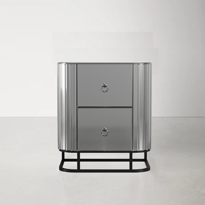 Table de chevet 2 tiroirs Derita, gris