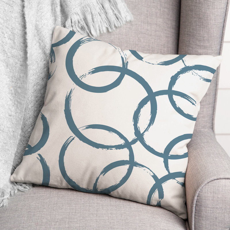 Collection 2 Circles Geometric Throw Pillow, Blue