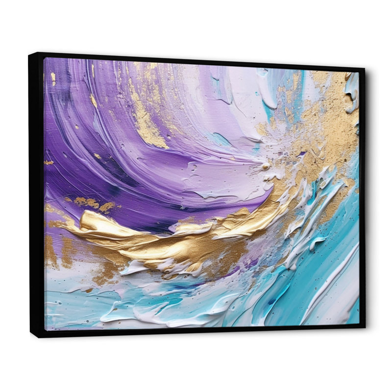 Art mural sur toile Twirl Whirls I - Abstract Spirals, H 16 po x l 32 po x P 1 po, Cadre flottant noir