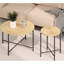 Table basse et table de bout Radial Revêtement imperméable. Conception cylindrique vieillie. Pieds en métal. Charme rustique. Ou en bois technique. Tables de 31,4 po x H 18,9 po et P 18,9 po x H 23,6 po.-932384121