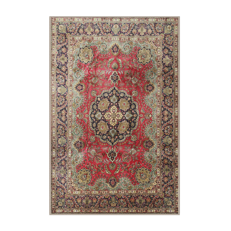 Tapis traditionnel brun / rouge Dhiraj, Rectangle 7 pi x 10 pi