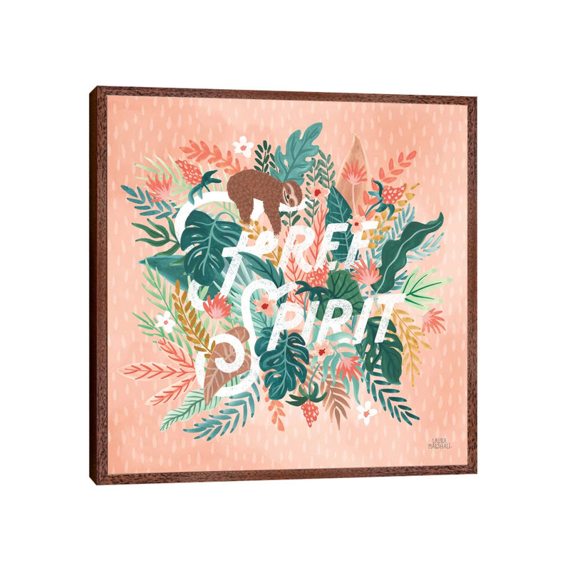 Jungle Hangout IV by Laura Marshall - Painting on Canvas, Classic Brown Wood Framed, 93.98cm H x 93.98cm W x 3.81cm D