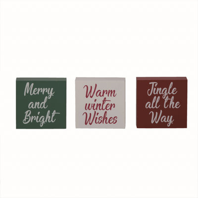  MDF Candy Cane Block Decor Set of 3 Christmas Home Decorations