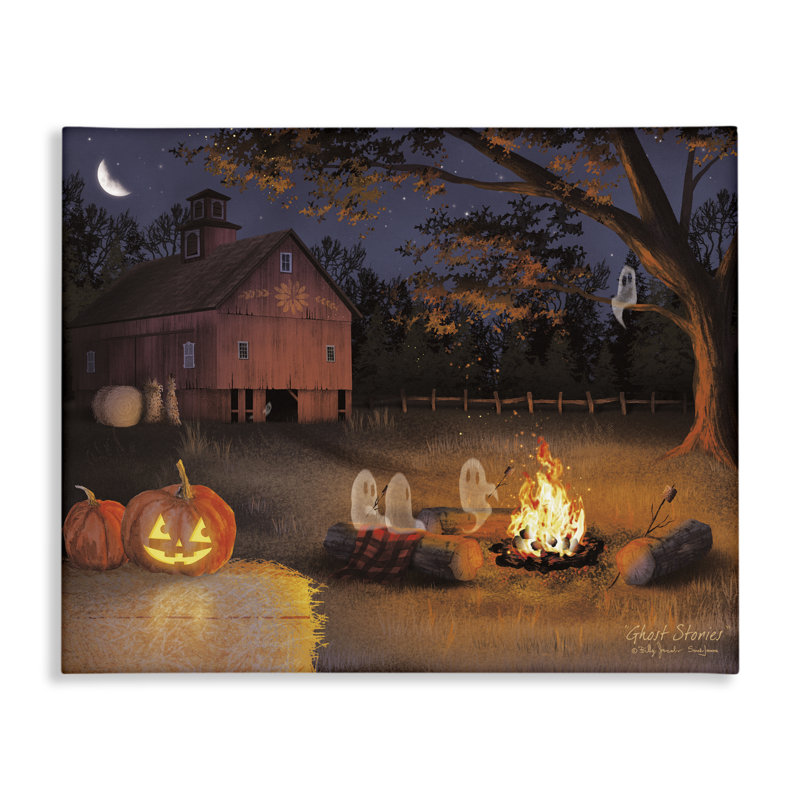 Spooky Ghost & Autumn Campfire, toile de Billy Jacobs, H 16 po x l 20 po