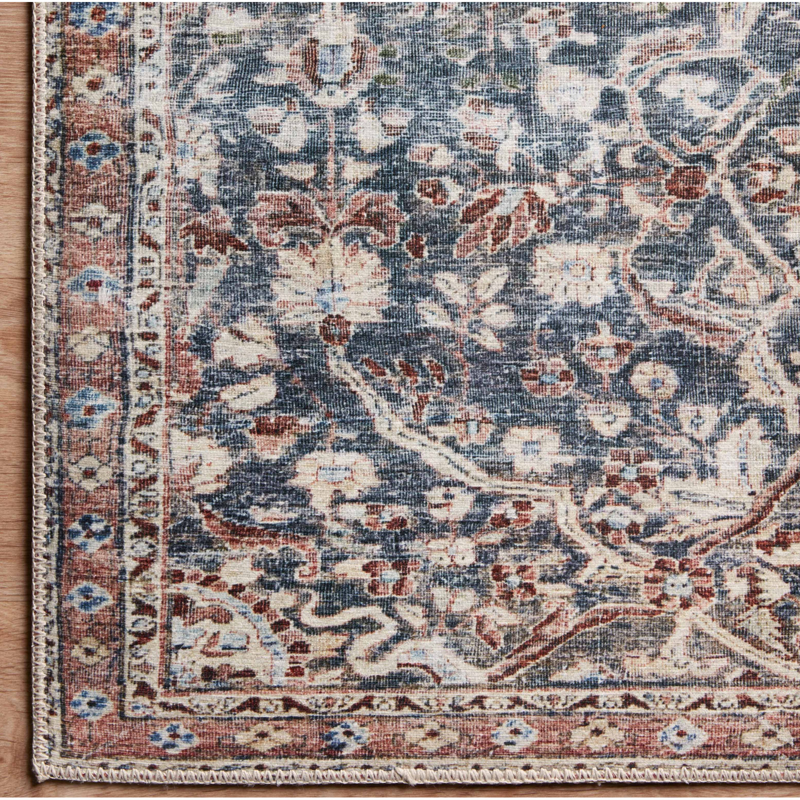 Chris Loves Julia x Loloi Jules Oriental Denim/Spice Area Rug, Runner 2'6" x 12'