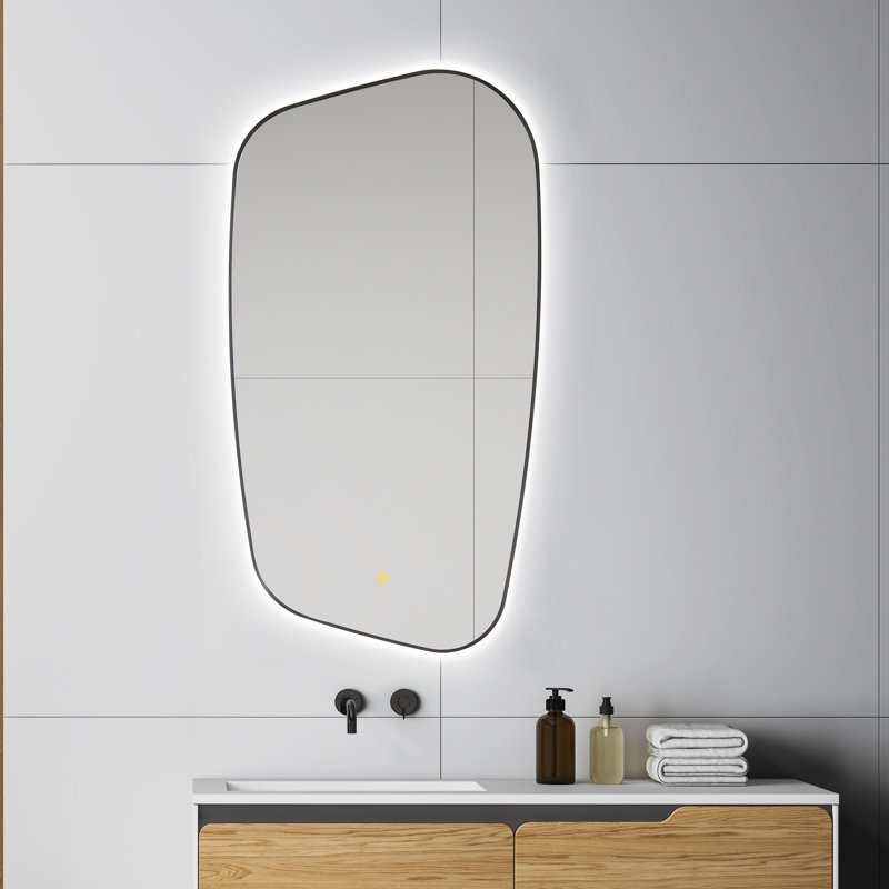 Miroir de salle de bain Cheyne, Noir mat