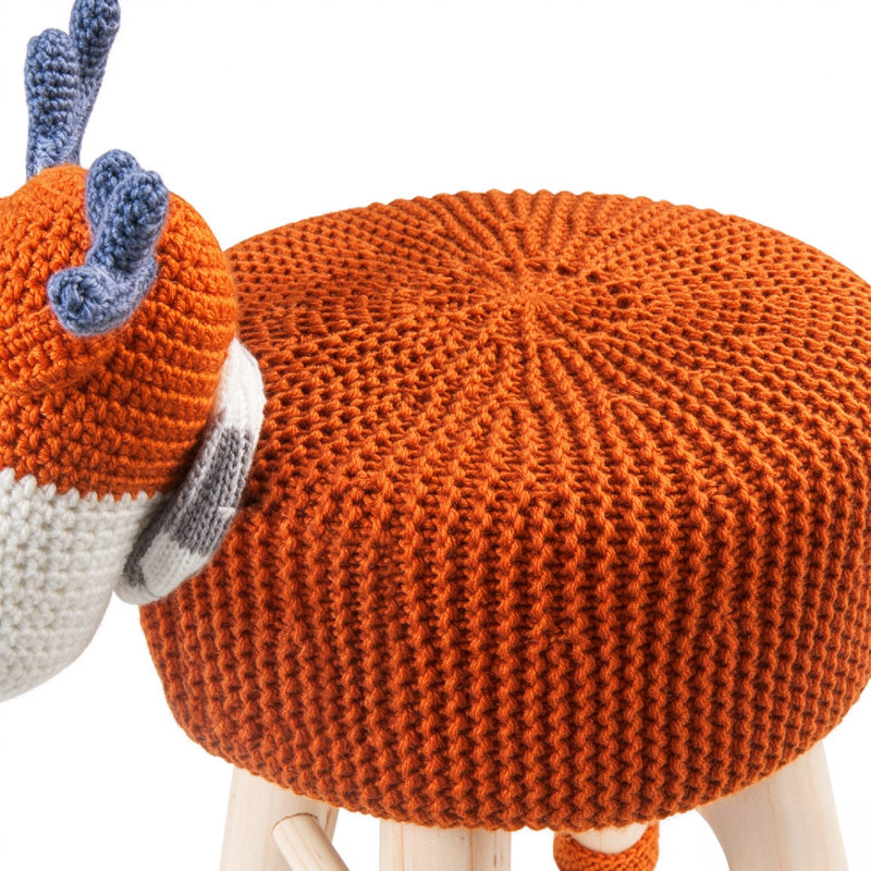 Tabouret pour enfants avec crochets et rennes, pieds ronds en bois pour chambre d'enfant