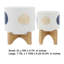 Ensemble de 2 pots à fleurs Funky, support en bois, rayures bleues dorées sur céramique blanche
