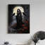 2D Flat, 1pc Gothic Witch & Crow Wall Panel - Wood Frame Wrap-Around Suitable for Home, HD Printed Dark Mural Decor.-135786488
