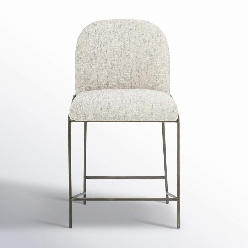 Astrud Upholstered Stool with Metal Frame, Polyester Blend Cream, Counter Stool (25" Seat Height)
