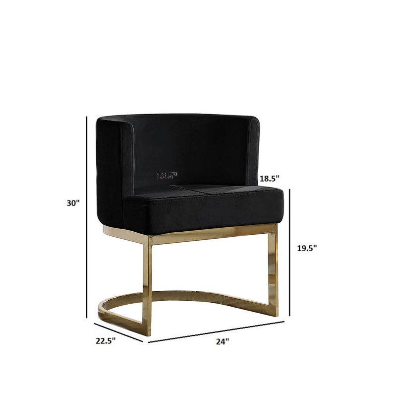 Dmitri 19'' H Velvet Upholstered Side Chair, Gold, Black