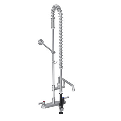 Tuyau flexible à fixation sur le comptoir 8 po 44 po avec douchette 1,2 GPM + douchette à arc de 12 po et poignées levier 2 po