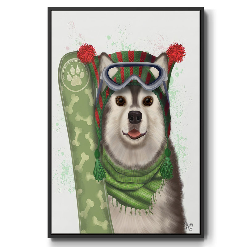 Snowboard de Noël Husky, H 25 po x l 17 po x P 1,5 po, Noir