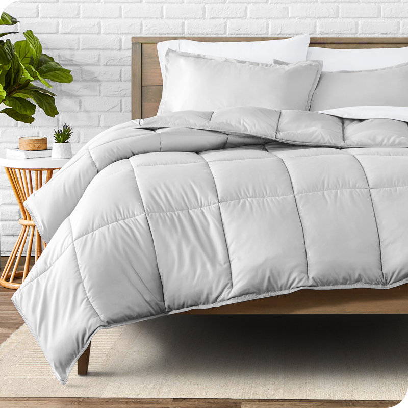 Ensemble d'édredon ultra-doux toutes saisons, Édredon double + 2 taies décoratives standards, Gris nuageux