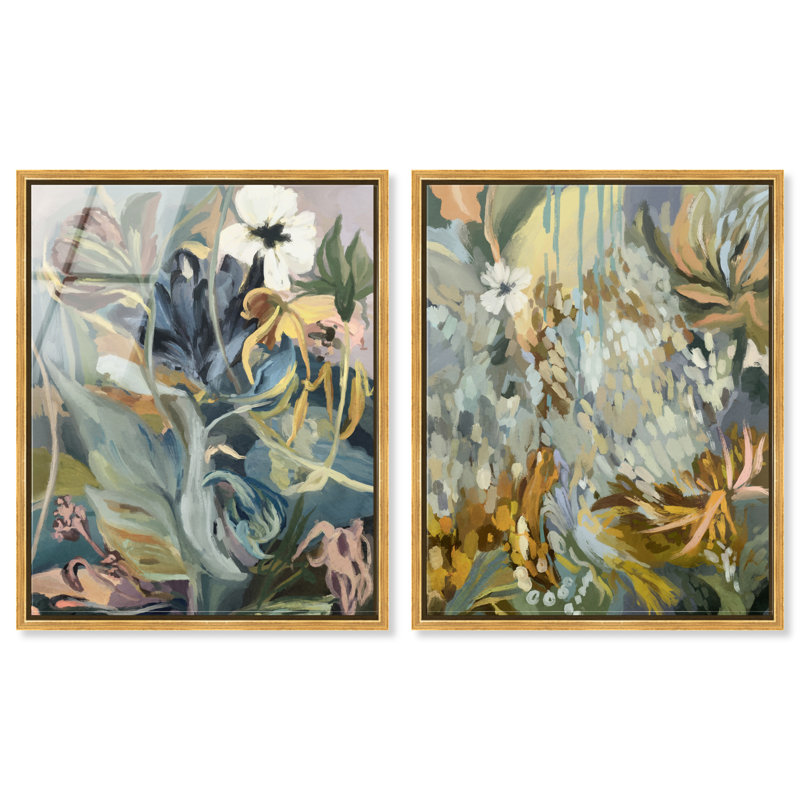 Moss Overlap Set Set by Oliver Gal, 62"H x 50"W, Gold Floater Frame