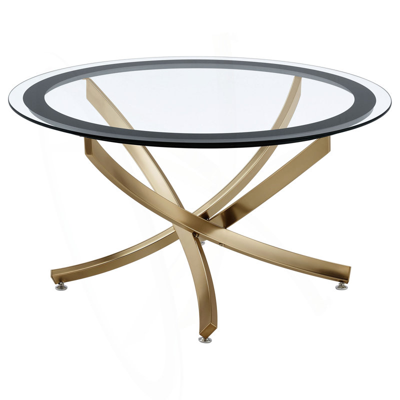 Table basse Connors, H 20 po x l 35,5 po x P 35,5 po, Transparent / Brushed Brass