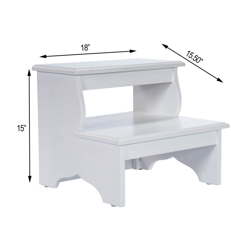 Plantation 2-Step Wood Step Stool, White