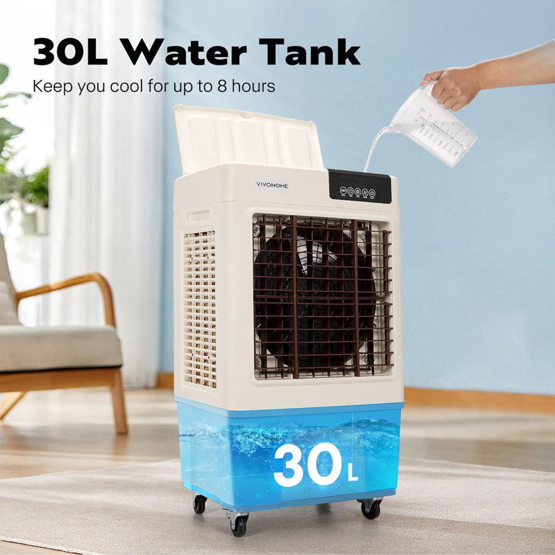 Compact White Portable Evaporative Cooler with Remote Control