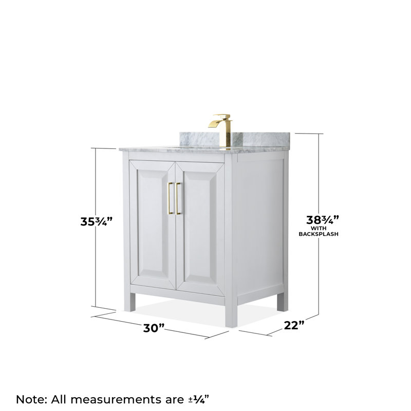 Daria 30'' W Single Vanity, White, Brushed Gold