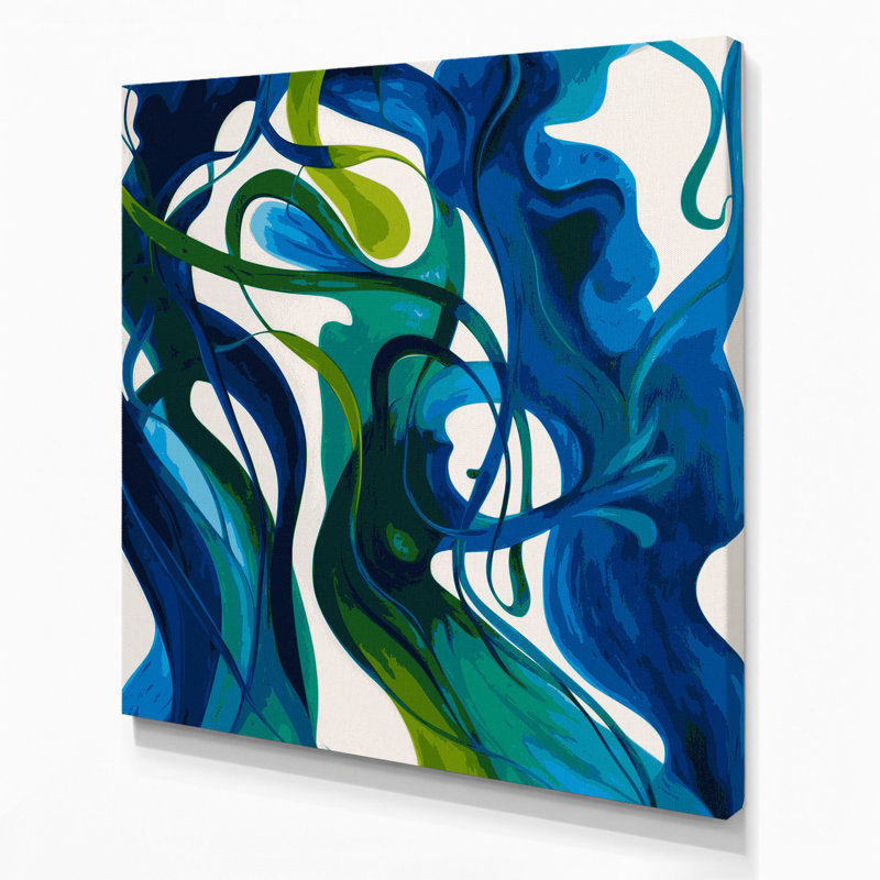 Abstrait art figuratif bleu sur toile 71, H 12 po x l 12 po