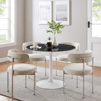 Modway Silver Orchid Fein Oval Dining Table