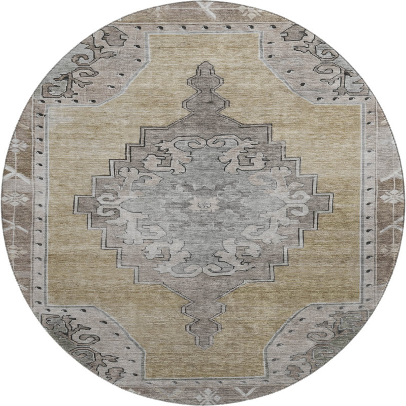 Premium Machine Washable Lubbers AMF1731 Global Rug, Round 8'