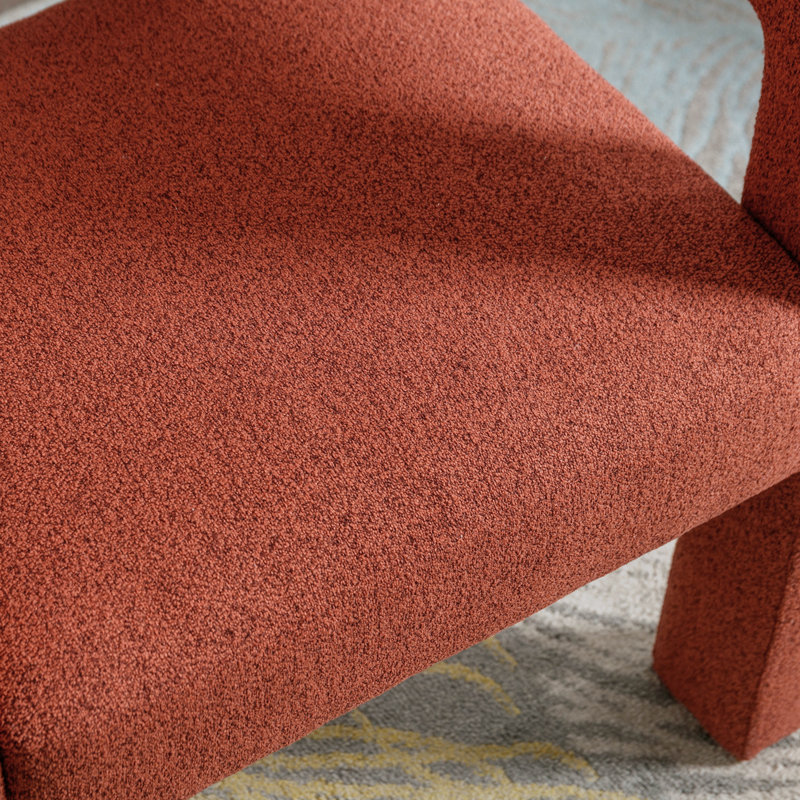 Fauteuil demi-tonneau Ellisyn, Mélange de lin orange