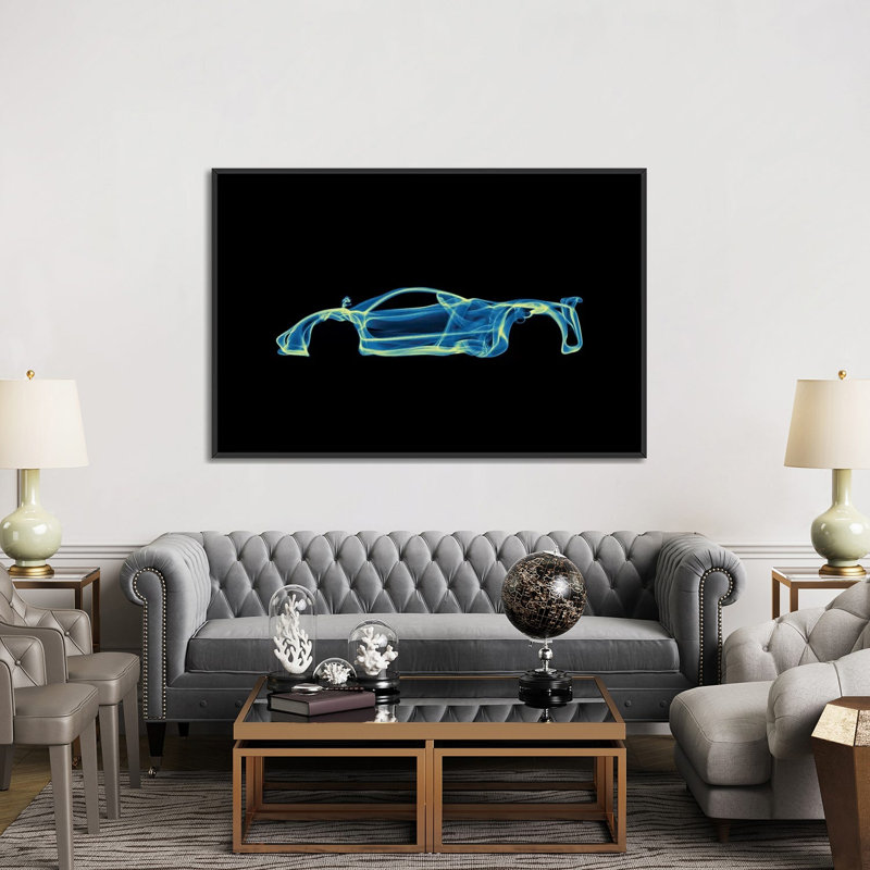 Pagani Zonda, impression sur toile tendue, H 40 po x l 60 po x P 1,5 po, Toile encadrée noire, Pas de tapis
