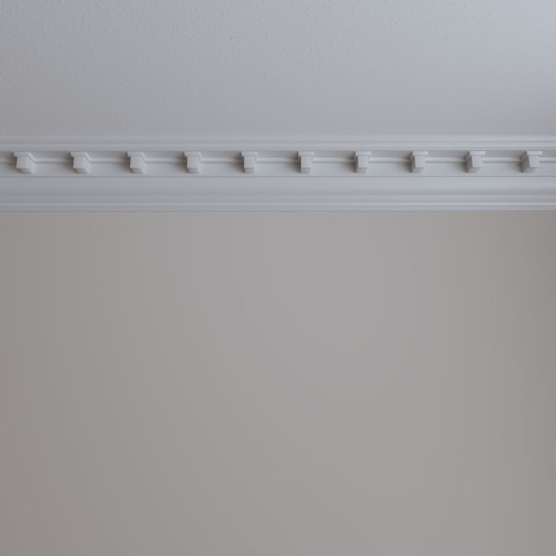 Nouveau Dentil White Polyurethane Crown Moulding 94.5"