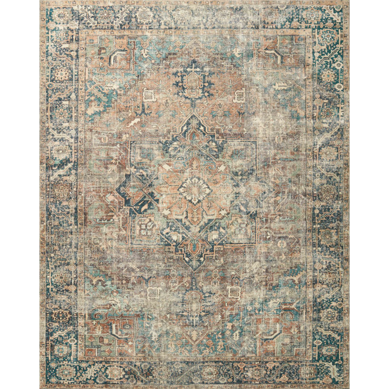 Elysian Blue Oriental 5' x 7'6" Synthetic Area Rug