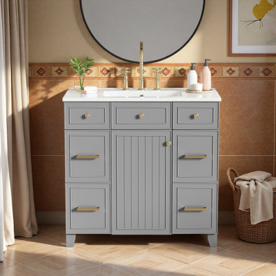 Meuble-lavabo 36 po avec lavabo en céramique