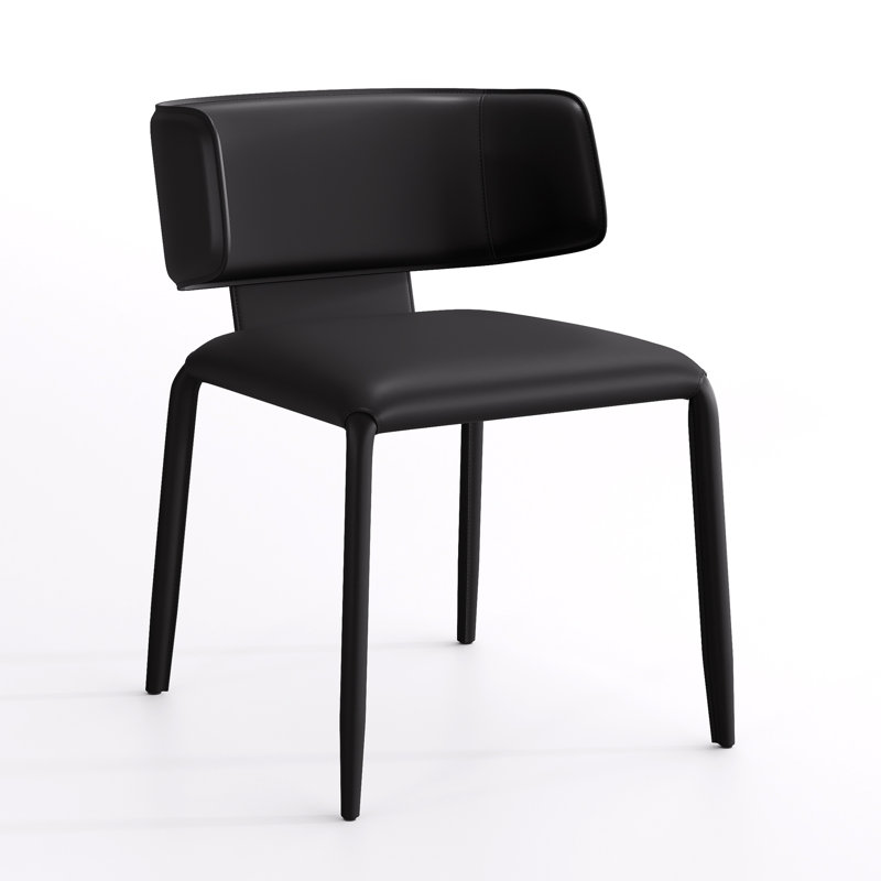 Chaise d'appoint rembourrée en cuir avec siège rembourré Saddle, Noir