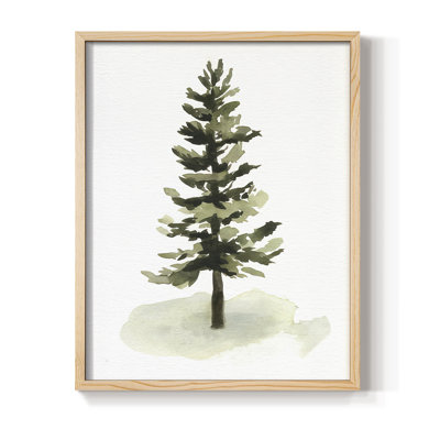 Watercolor Pine II Framed Print - Solid Wood