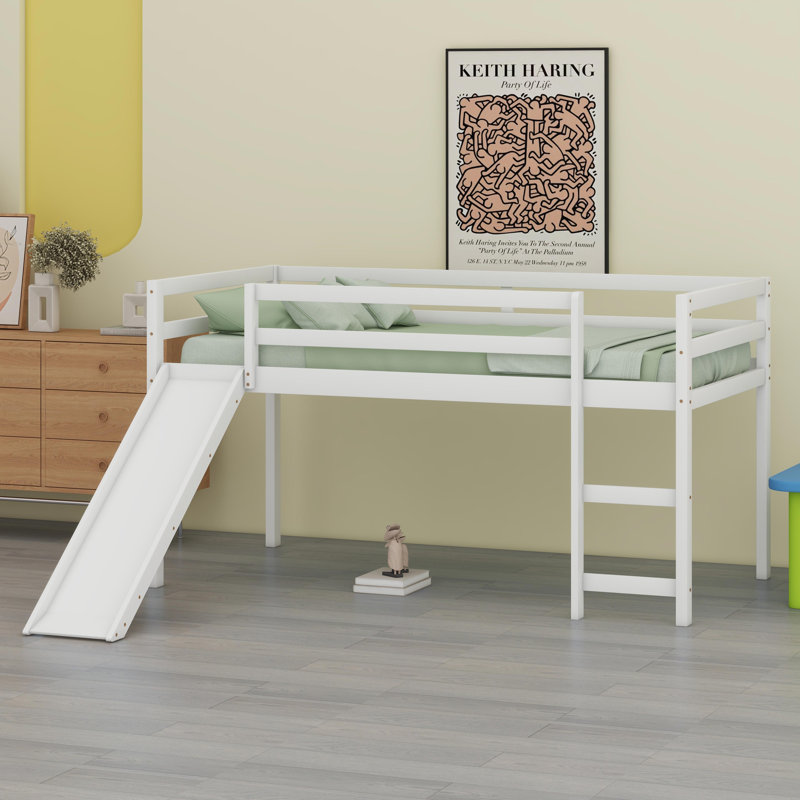 Loft Bed With Slide, White