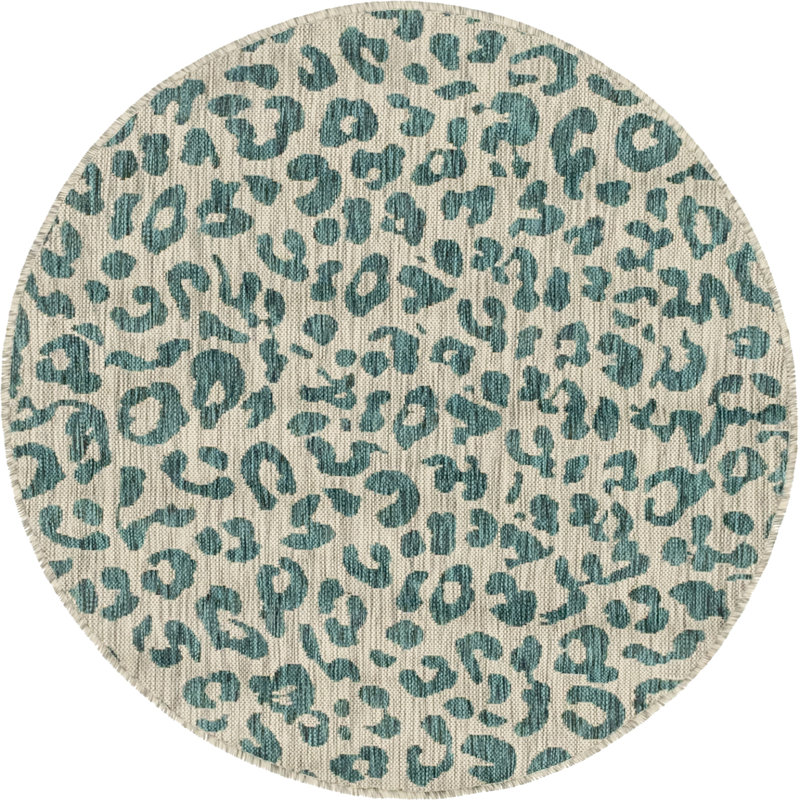 Tapis bleu sarcelle / gris Murph, Rond 4 pi 1 po