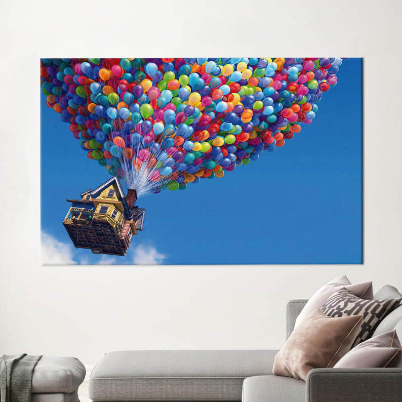 Art moderne sur toile, ballons à air colorés Disney - idéal pour les cadeaux de demoiselle d'honneur, 28" H x 39" W