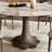 Mid-Century Modern Snow/Sand Sintered Stone Round Colyer Solid Wood Floral-Shaped Pedestal Walnut/Dark Walnut Tone (1 Table, 4/6/8 Chairs)-209788809-209788808-209788804