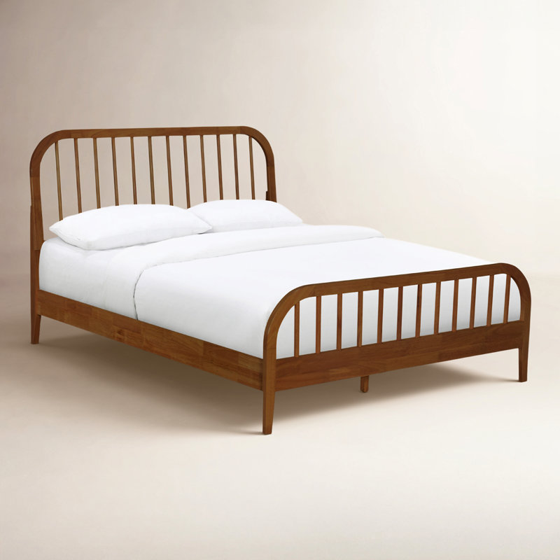 Anderson Solid Wood Spindle Bed Frame, Walnut, Queen