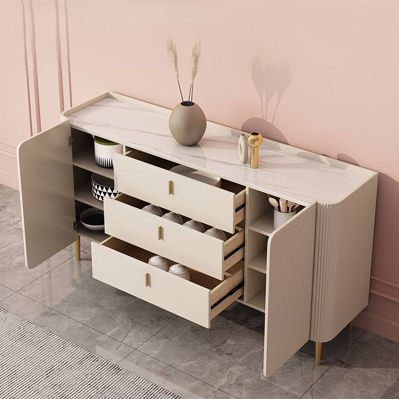 Buffet de rangement de style luxueux, H 33,46 po x l 62,99 po x P 15,74 po
