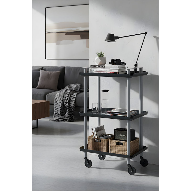 Zeigler Serving Cart, Grey, Black