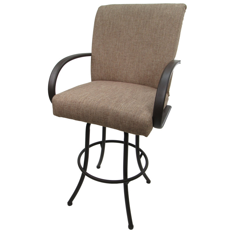 Grifton Swivel Upholstered Counter Stool, Brown, Counter Stool (26" Seat Height), Basin Beige