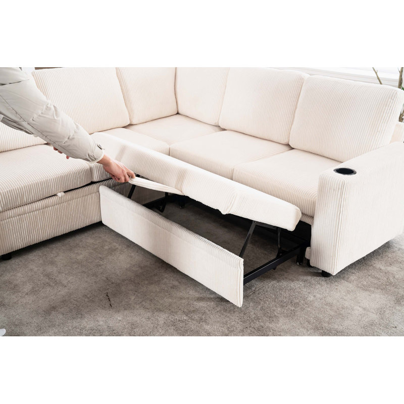 Modular Corner Sleeper Sofa, Convertible Pull-Out Bed Sectional Couch With Integrated Storage For Multi-Scenario Use