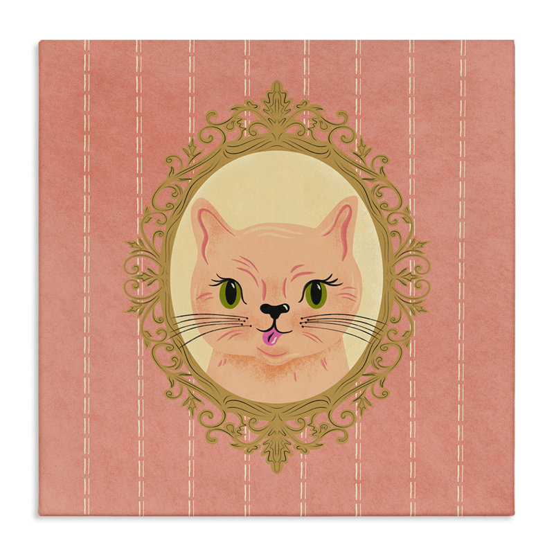 «Peach Cat Portrait» par Carrie Cantwell, H 36 po x l 36 po
