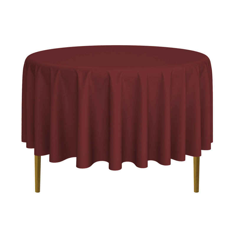 Burgundy Round Polyester Fabric Tablecloth, 90 Inch Diameter