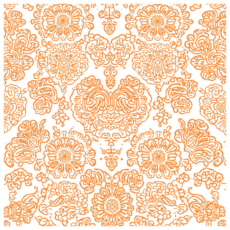 Orange Floral Damask Comforter, Twin