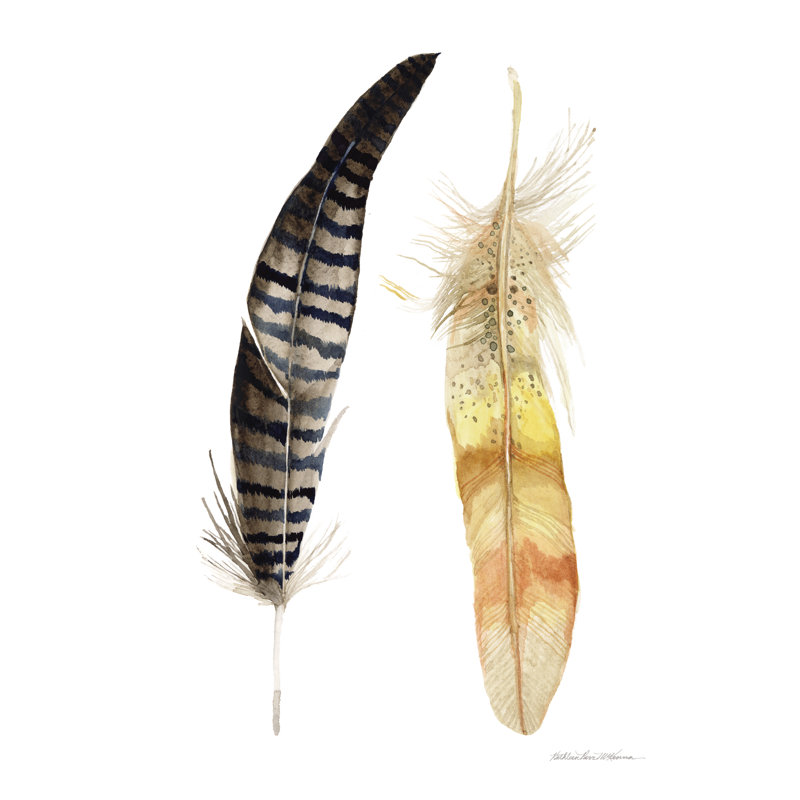 Natural Feathers III by Kathleen Parr McKenna - Wrapped Canvas Painting, 122cm H x 81cm W
