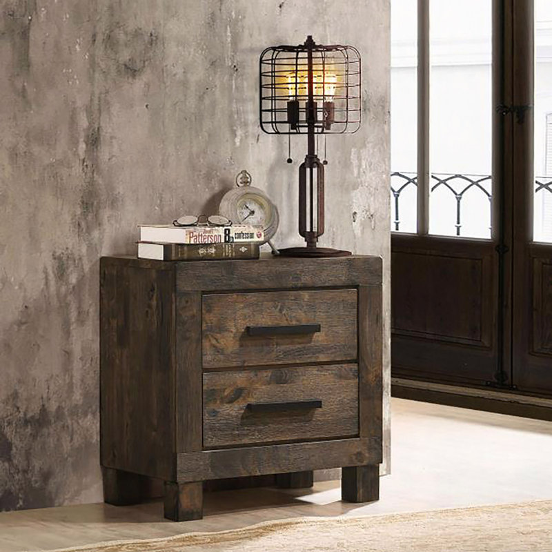 Nightstand, Rustic 2-Drawer Nightstand