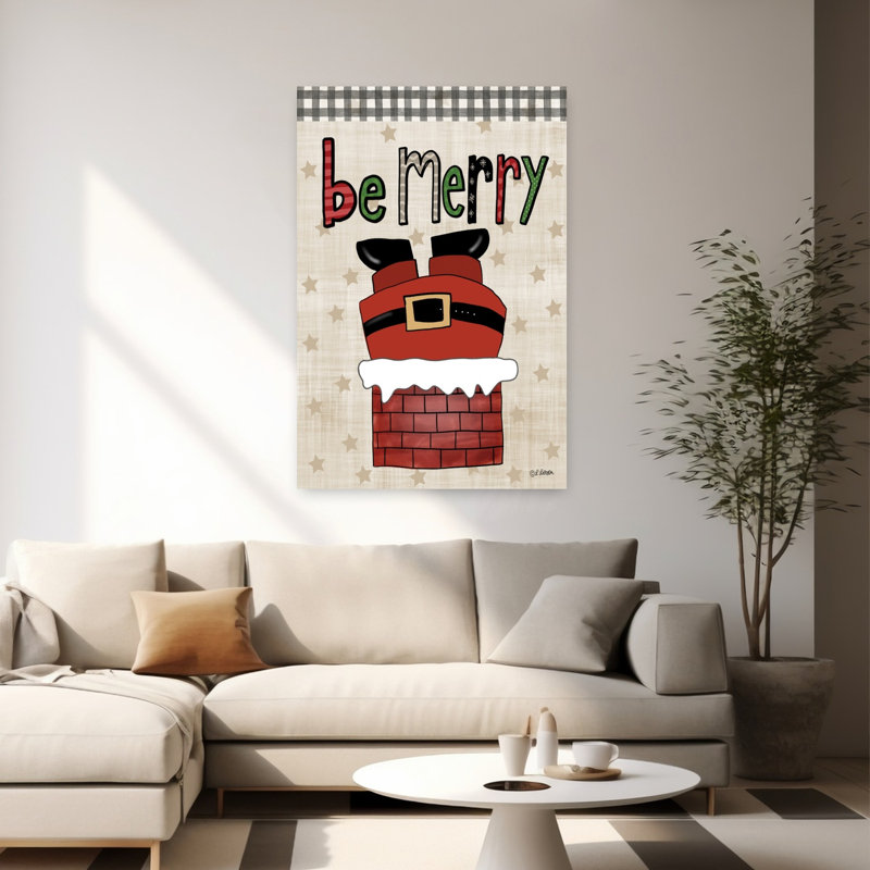 Be Merry Whimsical Abstract Contemporary Winter Landscape Art, 60" H x 40" W